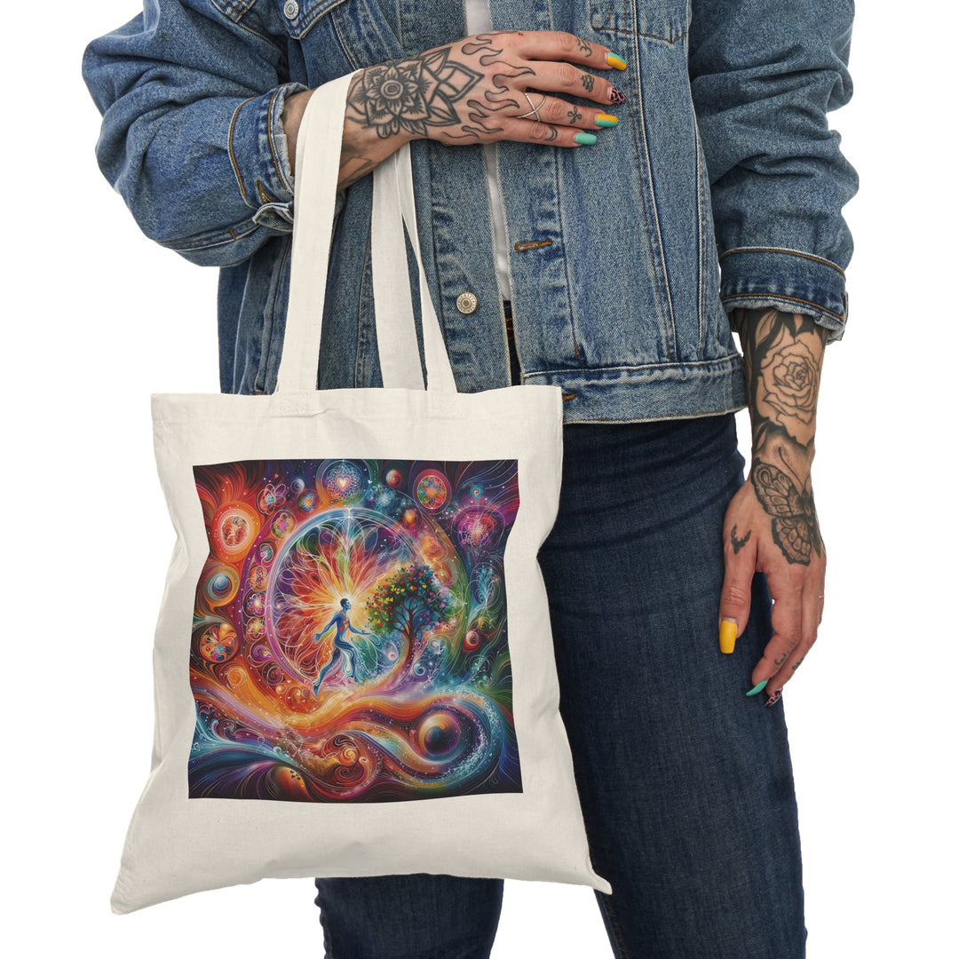 Cosmic Vibrant Energy - Natural Tote Bag - Bags - g(0D·IO) - 15" x 16" - Natural -