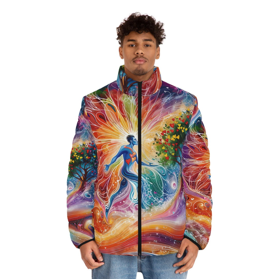 Cosmic Vibrant Energy - Puffer Jacket - All Over Prints - g(0D·IO) - S - Black zipper -