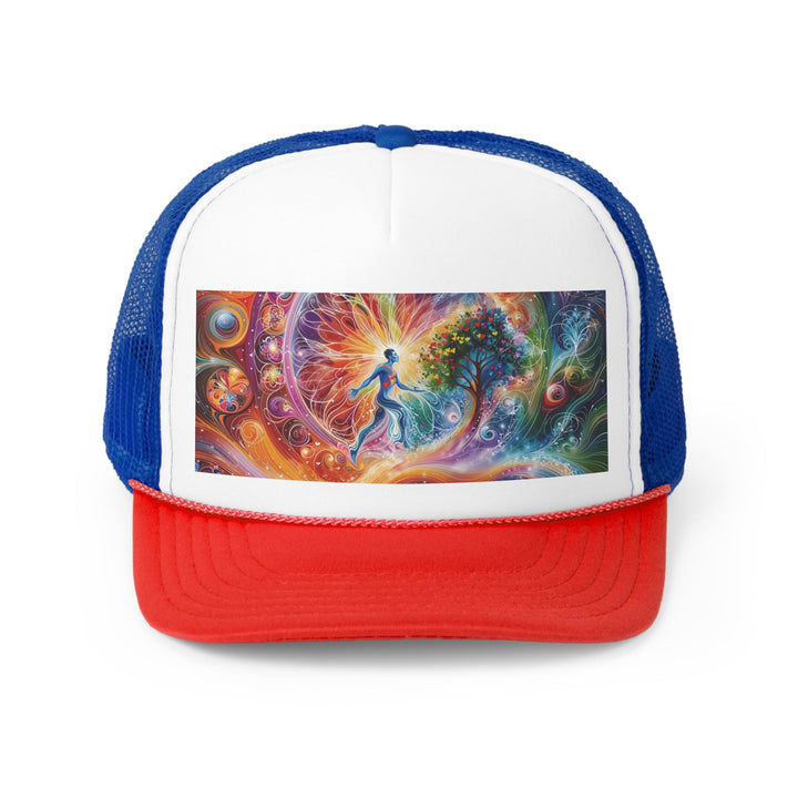 Cosmic Vibrant Energy - Trucker Hat - Hats - g(0D·IO) - Blue/Red - One size -