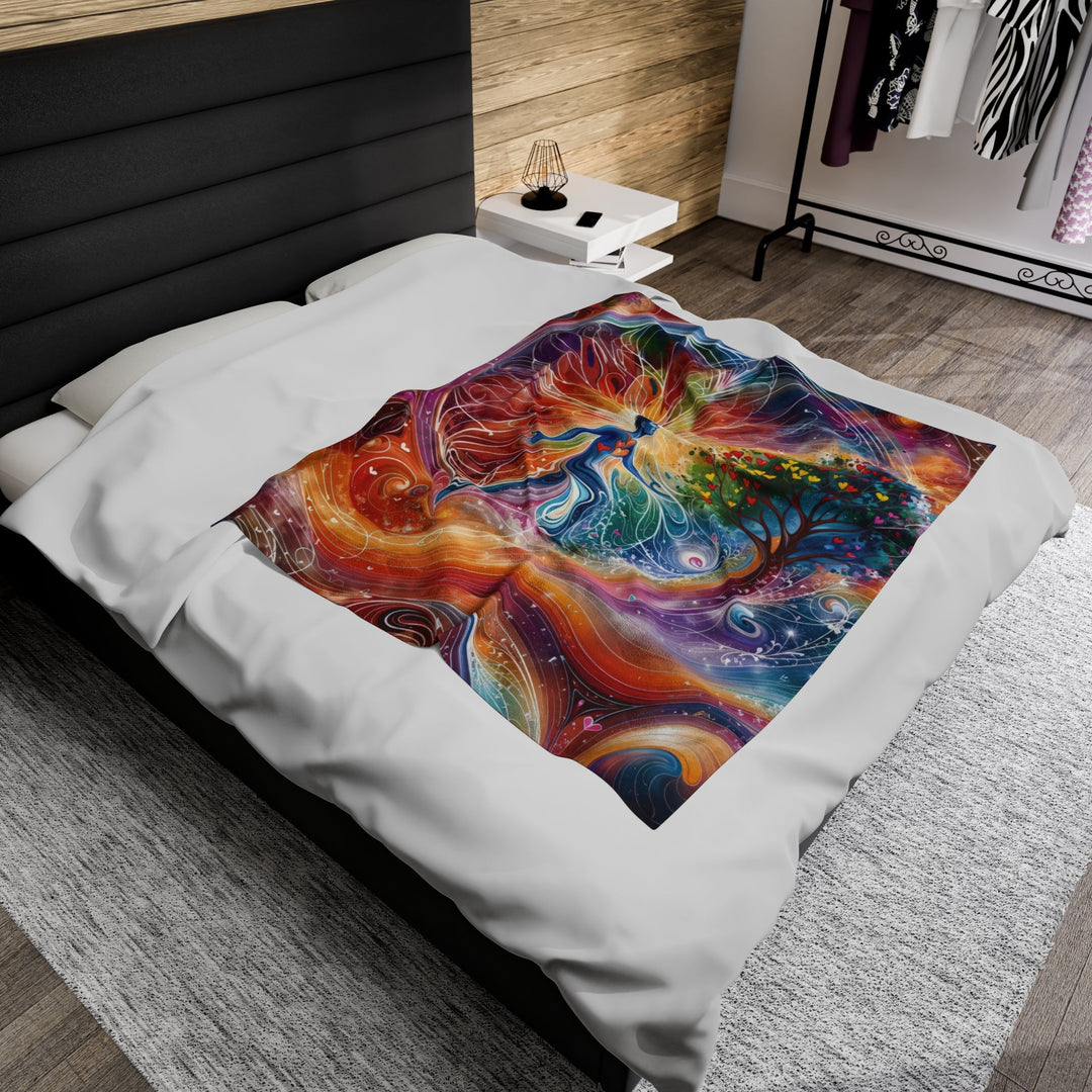 Cosmic Vibrant Energy - Velveteen Plush Blanket - All Over Prints - g(0D·IO) - 30" × 40" - -