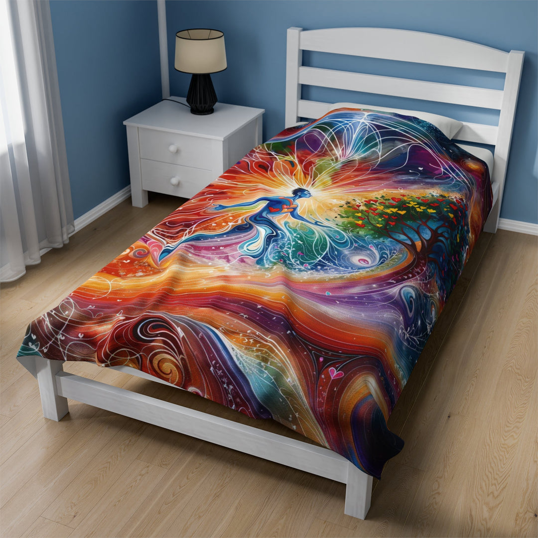 Cosmic Vibrant Energy - Velveteen Plush Blanket - All Over Prints - g(0D·IO) - 30" × 40" - -