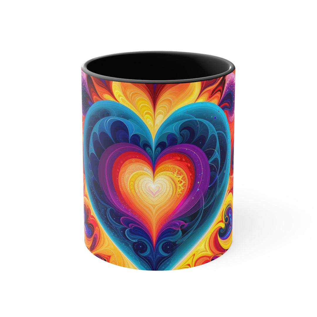 Cosmic Vibrant Heart - Accent Coffee Mug - Mug - g(0D·IO) - Black - 11oz -