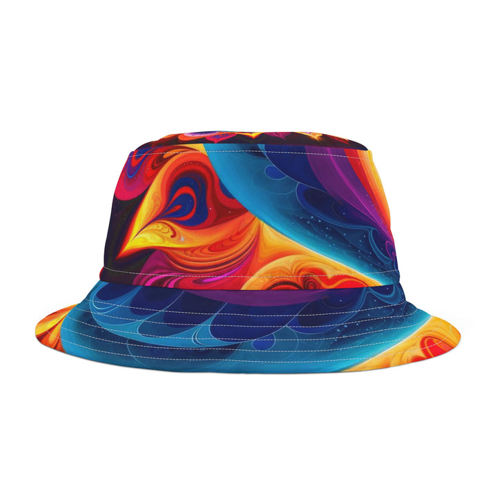 Cosmic Vibrant Heart - Bucket Hat - Hats - g(0D·IO) - Large - White stitching -