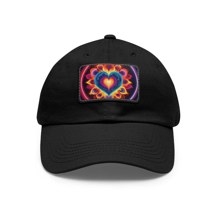 Cosmic Vibrant Heart - Dad Hat - Hats - g(0D·IO) - Black / Black patch - Rectangle - One size