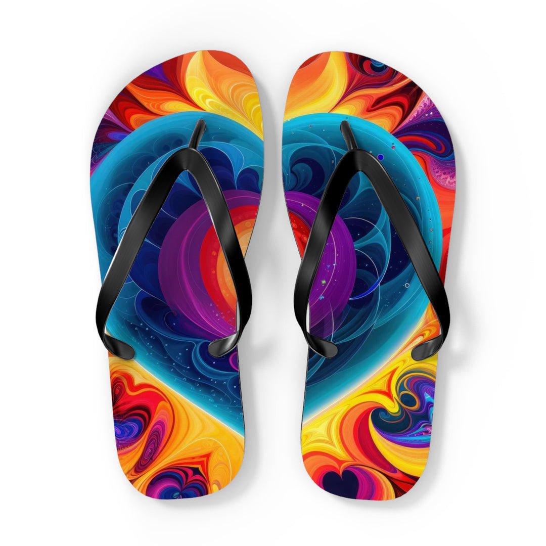 Cosmic Vibrant Heart - Flip Flops - Shoes - g(0D·IO) - XL - Black sole -