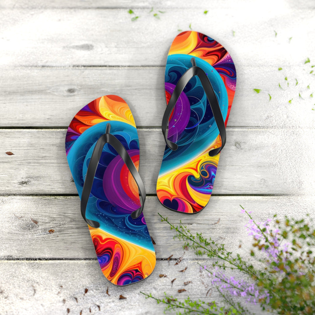 Cosmic Vibrant Heart - Flip Flops - Shoes - g(0D·IO) - XL - Black sole -