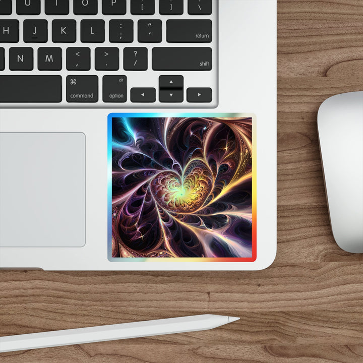 Cosmic Vibrant Heart - Holographic Die-Cut Sticker - Paper products - g(0D·IO) - 5" × 5" - Die-Cut - Holographic