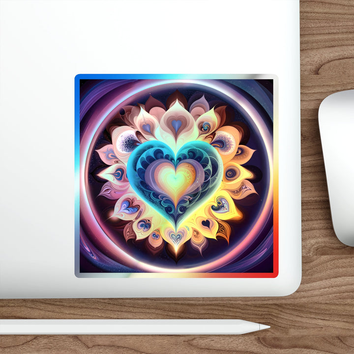 Cosmic Vibrant Heart - Holographic Die-Cut Sticker - Paper products - g(0D·IO) - 5" × 5" - Die-Cut - Holographic