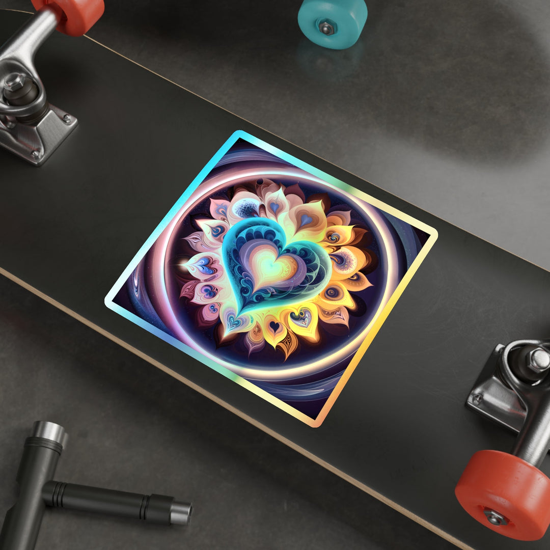 Cosmic Vibrant Heart - Holographic Die-Cut Sticker - Paper products - g(0D·IO) - 5" × 5" - Die-Cut - Holographic