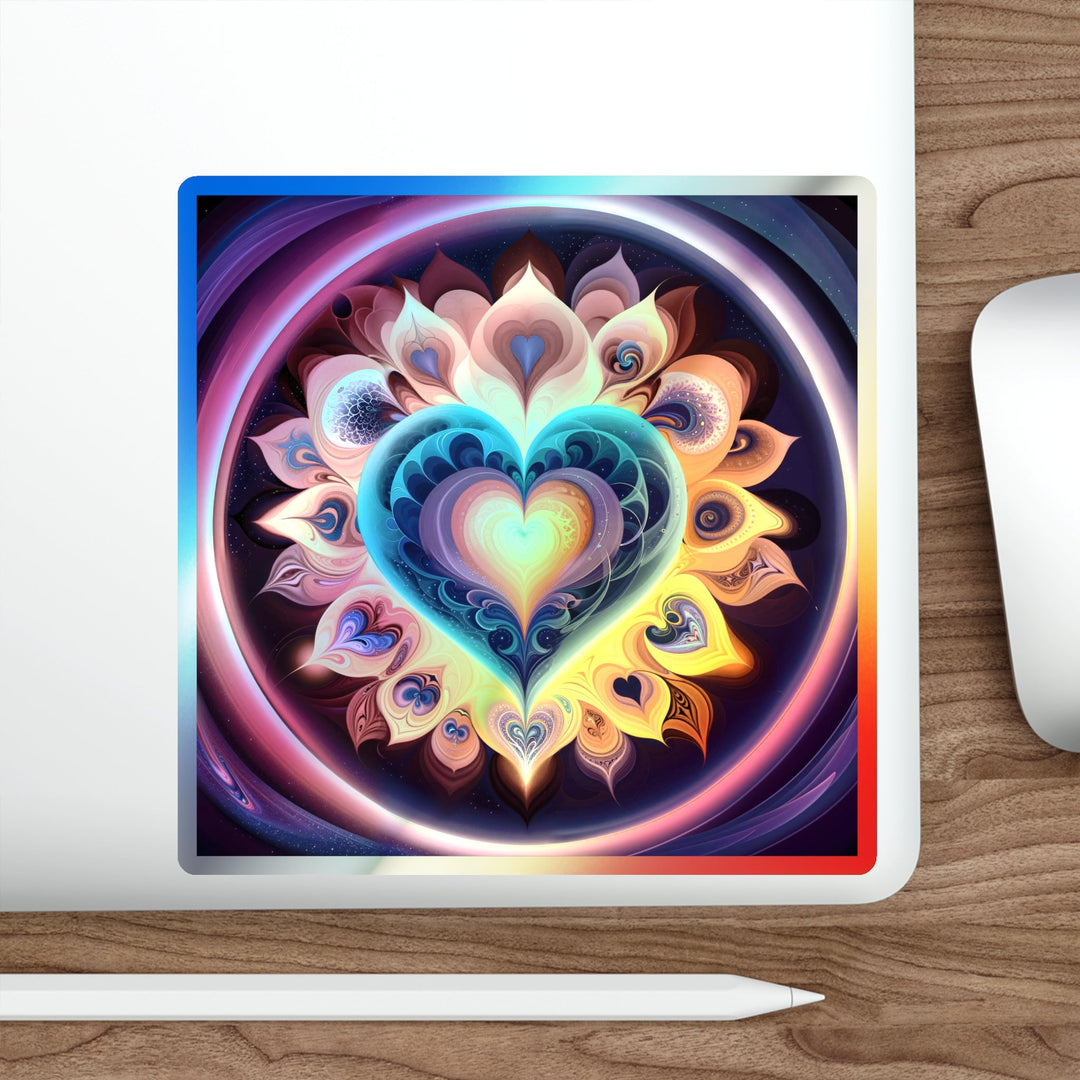 Cosmic Vibrant Heart - Holographic Die-Cut Sticker - Paper products - g(0D·IO) - 5" × 5" - Die-Cut - Holographic