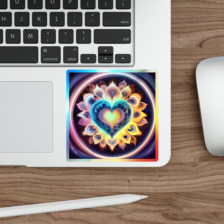 Cosmic Vibrant Heart - Holographic Die-Cut Sticker - Paper products - g(0D·IO) - 5" × 5" - Die-Cut - Holographic