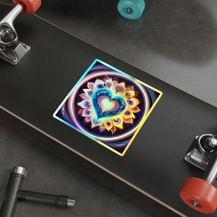 Cosmic Vibrant Heart - Holographic Die-Cut Sticker - Paper products - g(0D·IO) - 5" × 5" - Die-Cut - Holographic