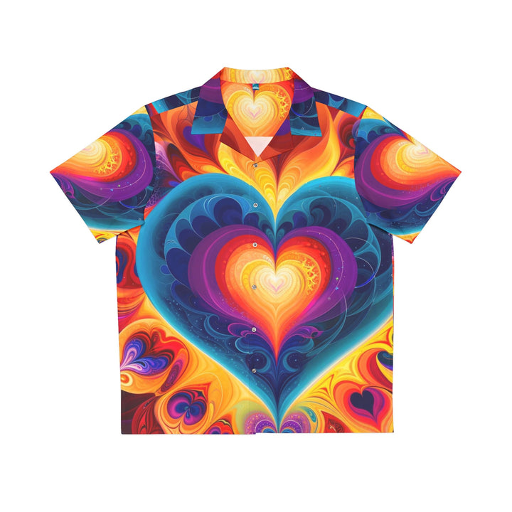 Cosmic Vibrant Heart - Men's Hawaiian Shirt - All Over Prints - g(0D·IO) - S - White -