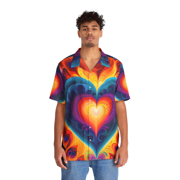 Cosmic Vibrant Heart - Men's Hawaiian Shirt - All Over Prints - g(0D·IO) - S - Black -