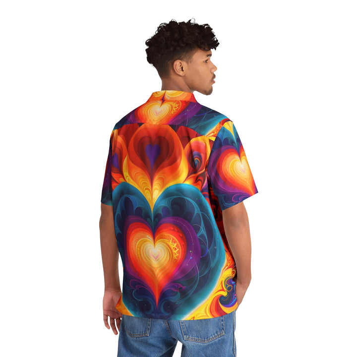 Cosmic Vibrant Heart - Men's Hawaiian Shirt - All Over Prints - g(0D·IO) - S - Black -