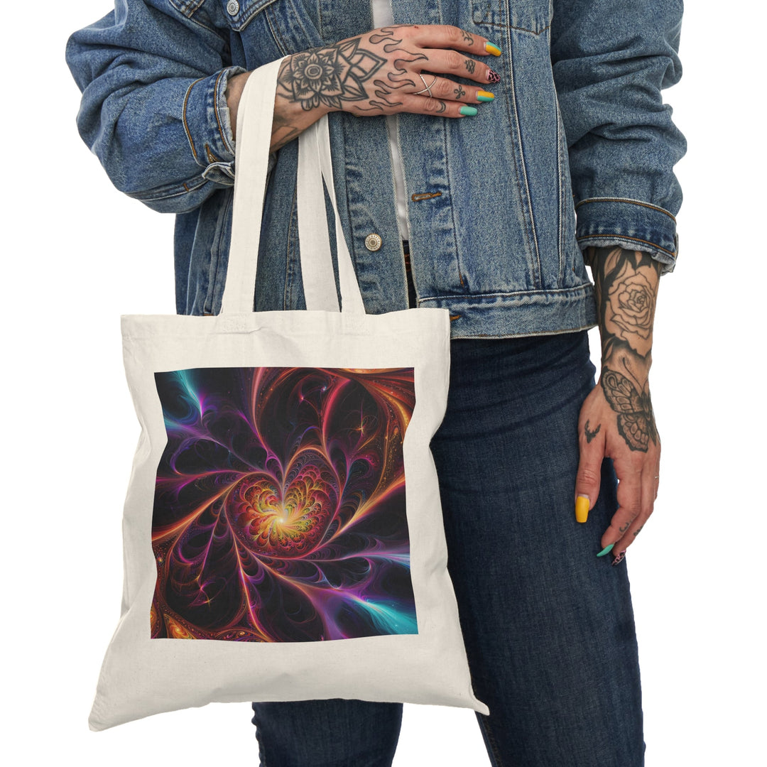 Cosmic Vibrant Heart - Natural Tote Bag - Bags - g(0D·IO) - 15" x 16" - Natural -