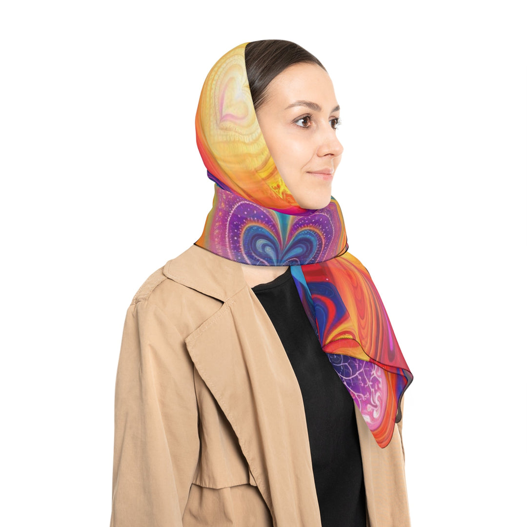 Cosmic Vibrant Heart - Poly Scarf - Accessories - g(0D·IO) - Poly chiffon - 50" × 50" -