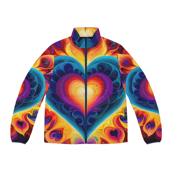 Cosmic Vibrant Heart - Puffer Jacket - All Over Prints - g(0D·IO) - S - Dark blue zipper -