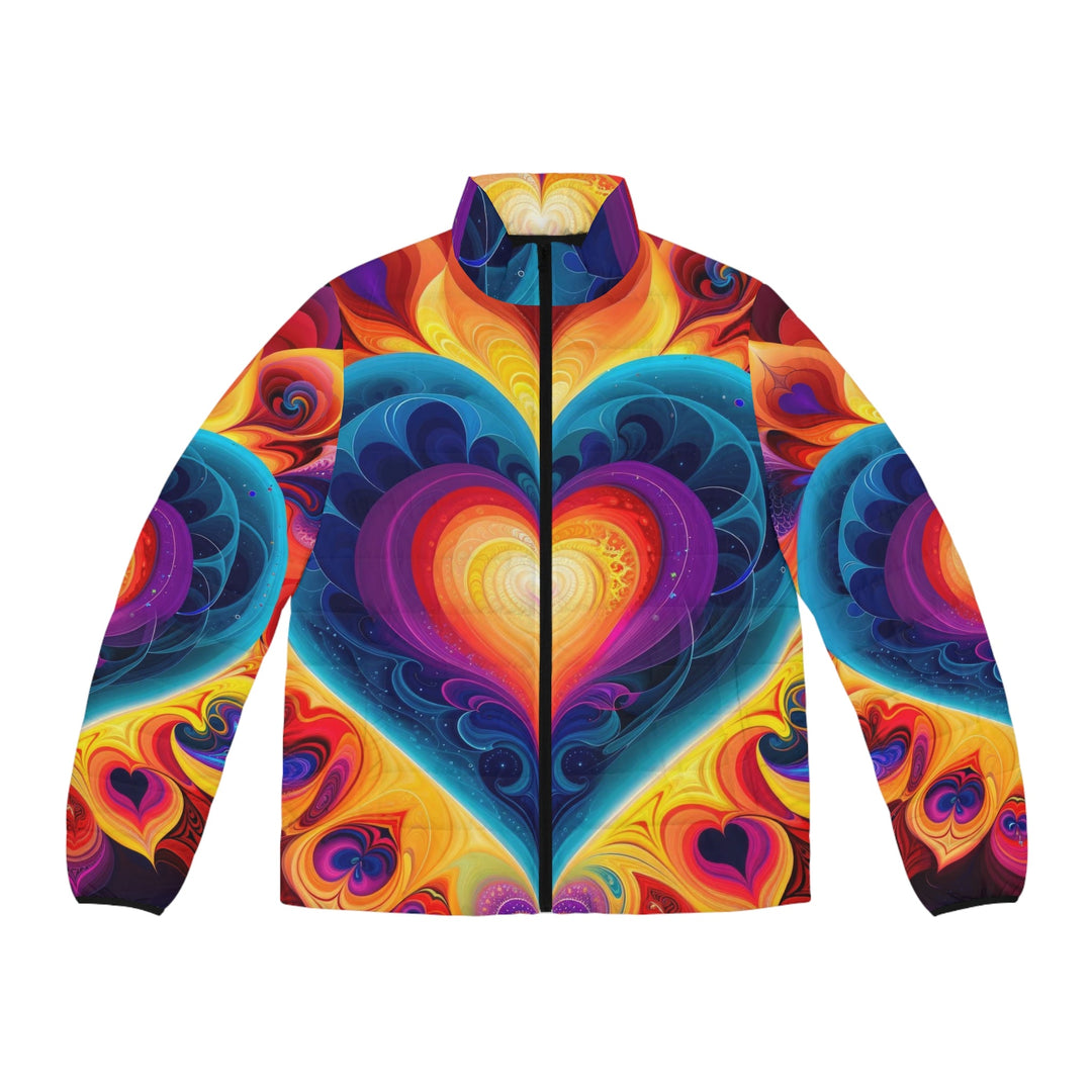 Cosmic Vibrant Heart - Puffer Jacket - All Over Prints - g(0D·IO) - S - Black zipper -