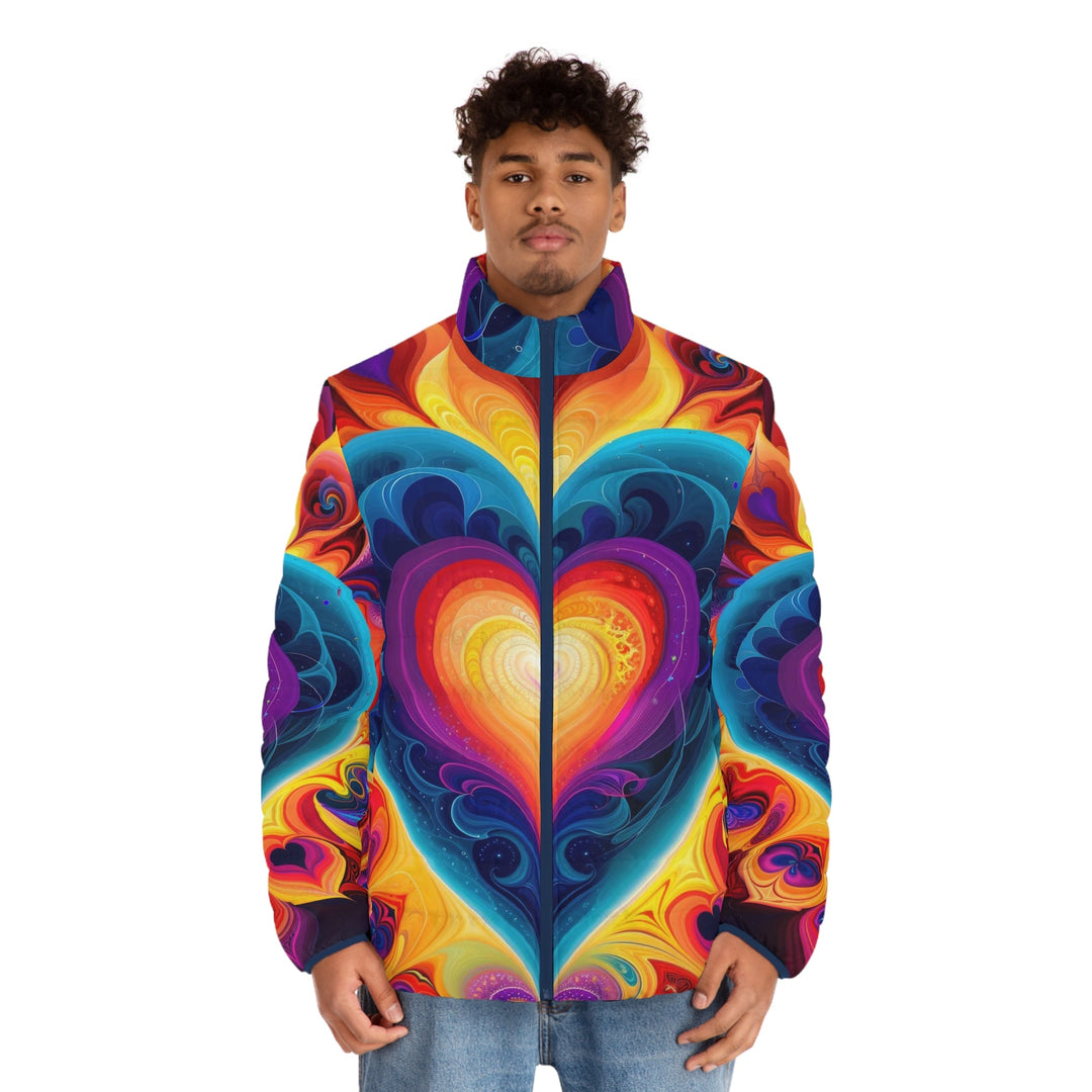 Cosmic Vibrant Heart - Puffer Jacket - All Over Prints - g(0D·IO) - S - Black zipper -