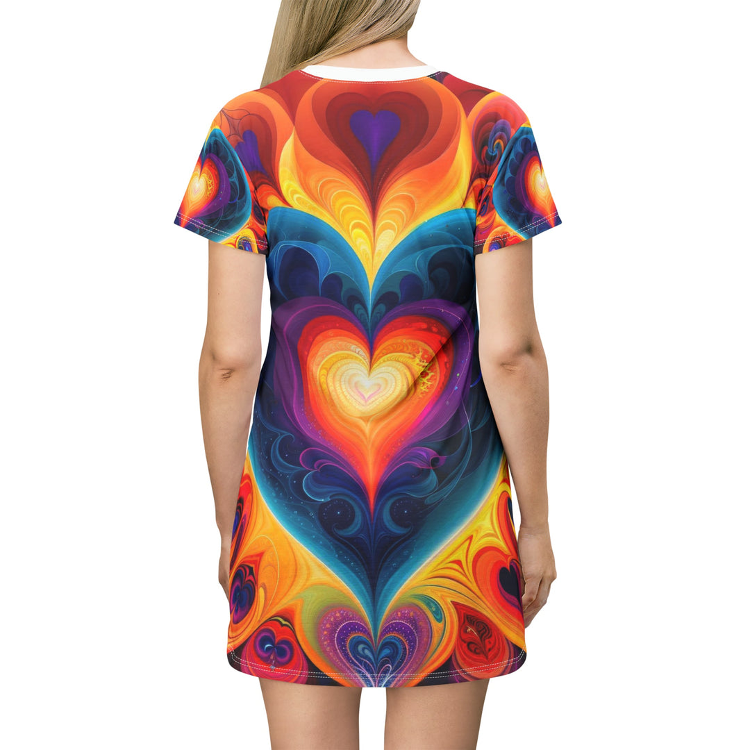 Cosmic Vibrant Heart - T-Shirt Dress - All Over Prints - g(0D·IO) - XS - -