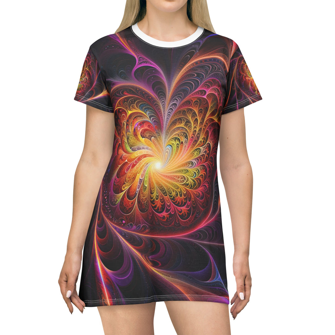 Cosmic Vibrant Heart - T-Shirt Dress - All Over Prints - g(0D·IO) - XS - -