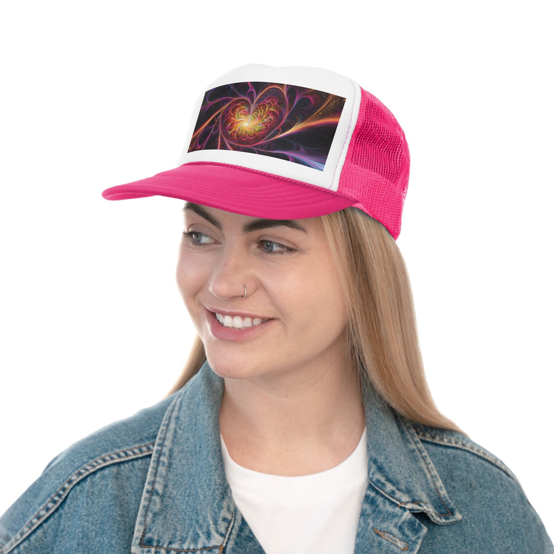 Cosmic Vibrant Heart - Trucker Hat - Hats - g(0D·IO) - Pink - One size -