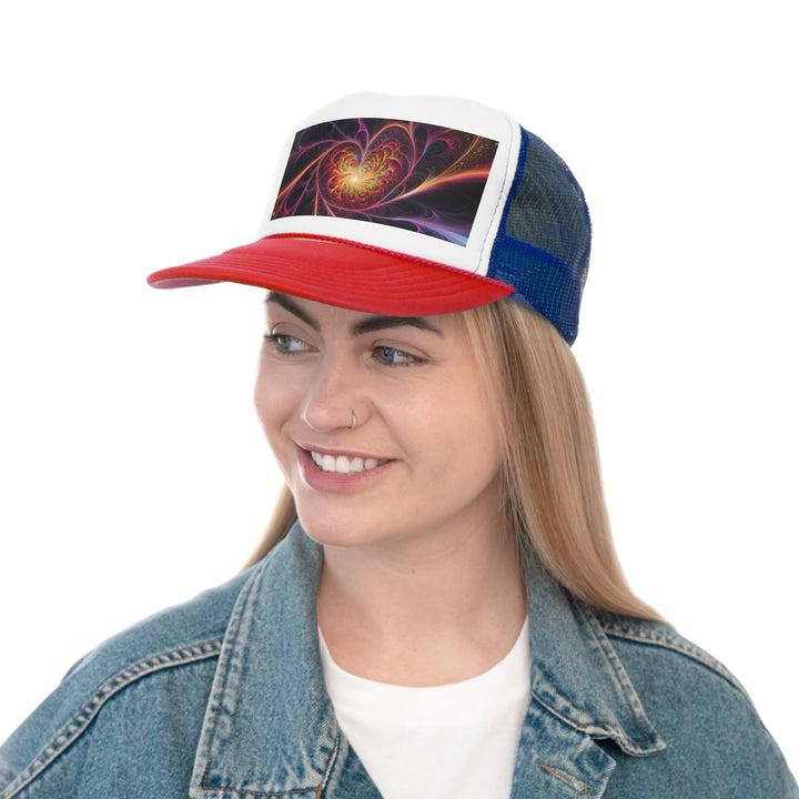 Cosmic Vibrant Heart - Trucker Hat - Hats - g(0D·IO) - Pink - One size -