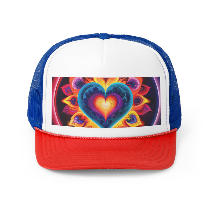 Cosmic Vibrant Heart - Trucker Hat - Hats - g(0D·IO) - Blue/Red - One size -