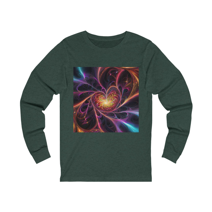 Cosmic Vibrant Heart - Unisex Jersey Long Sleeve Tee - Long-sleeve - g(0D·IO) - S - Heather Forest -