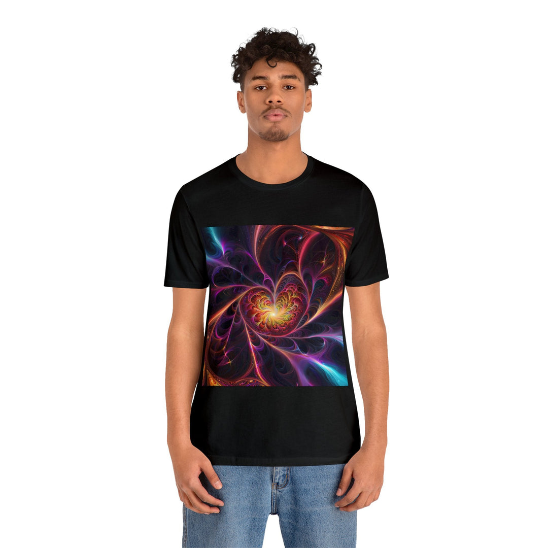 Cosmic Vibrant Heart - Unisex Jersey Short Sleeve Tee - T-Shirt - g(0D·IO) - Black - S -