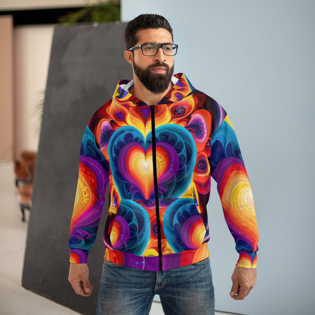 Cosmic Vibrant Heart - Unisex Zip Hoodie - All Over Prints - g(0D·IO) - XS - -