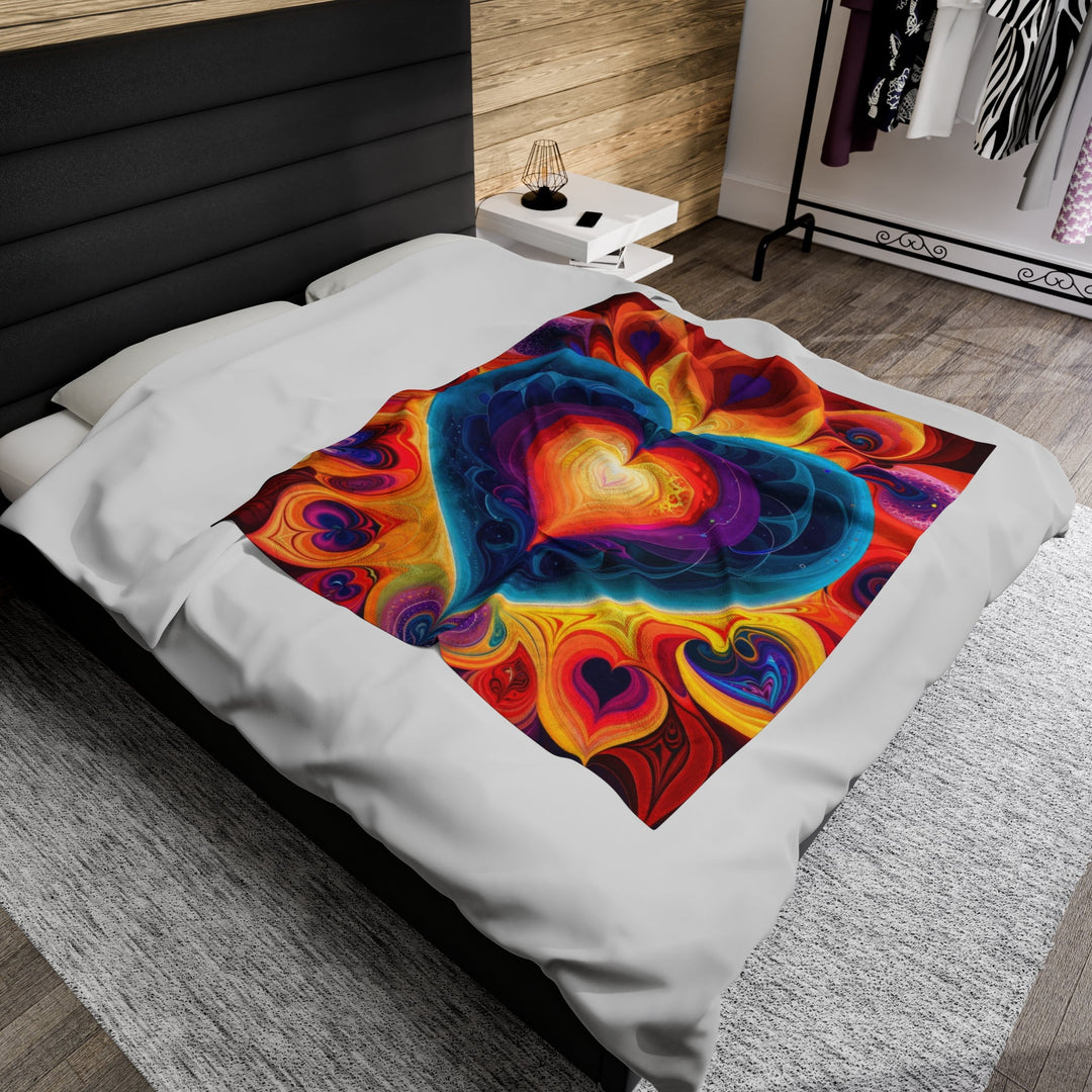 Cosmic Vibrant Heart - Velveteen Plush Blanket - All Over Prints - g(0D·IO) - 60" × 80" - -