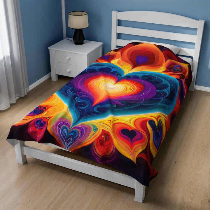 Cosmic Vibrant Heart - Velveteen Plush Blanket - All Over Prints - g(0D·IO) - 60" × 80" - -