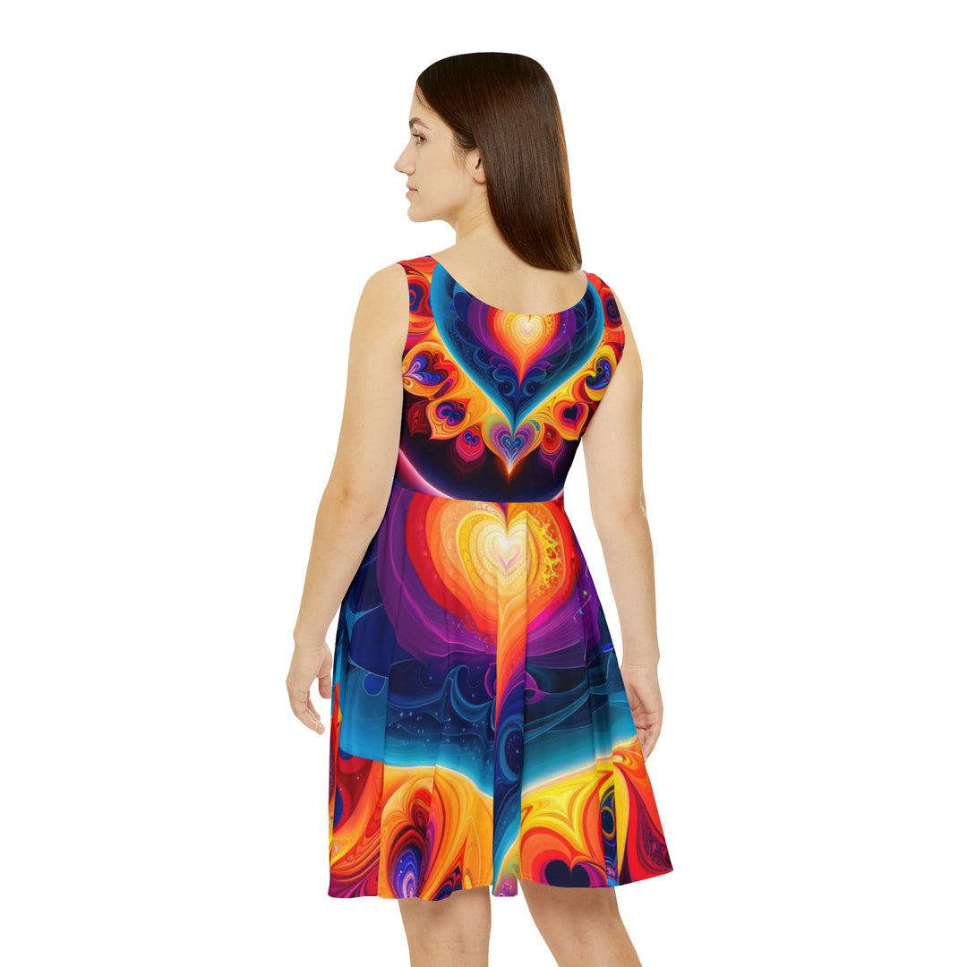 Cosmic Vibrant Heart - Women's Skater Dress - All Over Prints - g(0D·IO) - L - -