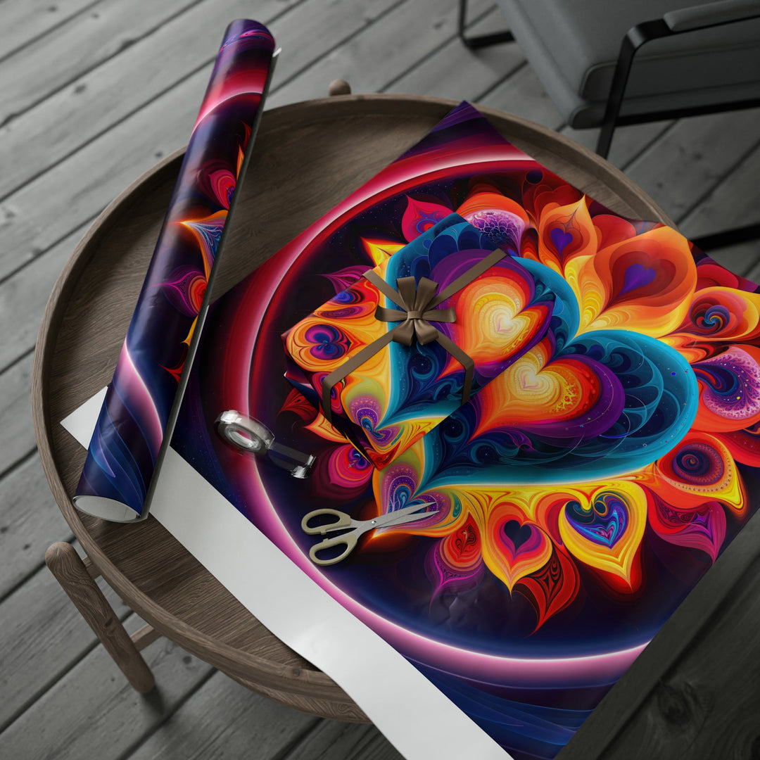Cosmic Vibrant Heart - Wrapping Paper - Home Decor - g(0D·IO) - 30" x 180" - Matte -