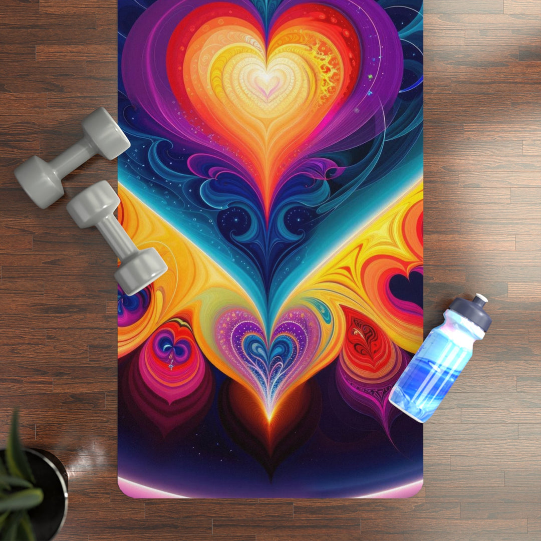 Cosmic Vibrant Heart - Yoga Mat - Home Decor - g(0D·IO) - 24” x 68” - -