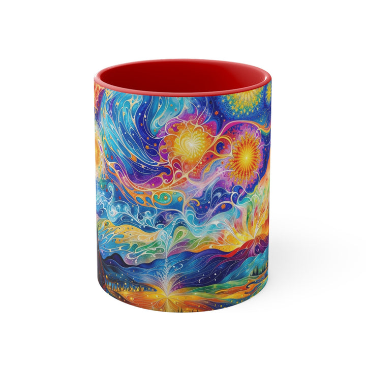 Cosmic Vibrant Landscape - Accent Coffee Mug - Mug - g(0D·IO) - Red - 11oz -