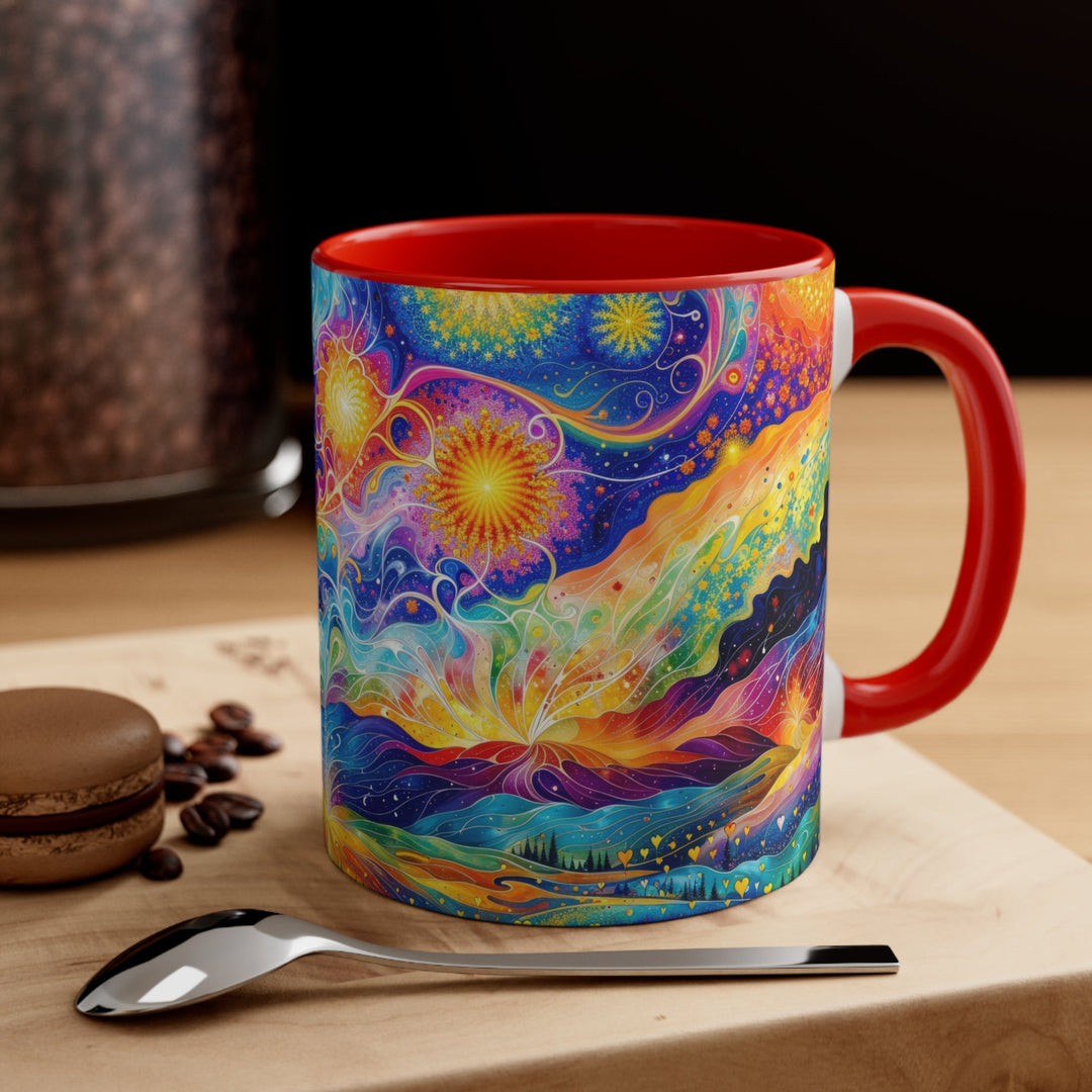 Cosmic Vibrant Landscape - Accent Coffee Mug - Mug - g(0D·IO) - Pink - 11oz -