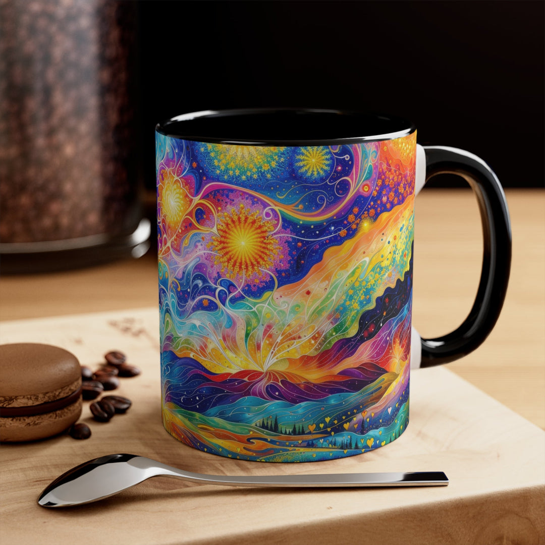 Cosmic Vibrant Landscape - Accent Coffee Mug - Mug - g(0D·IO) - Pink - 11oz -