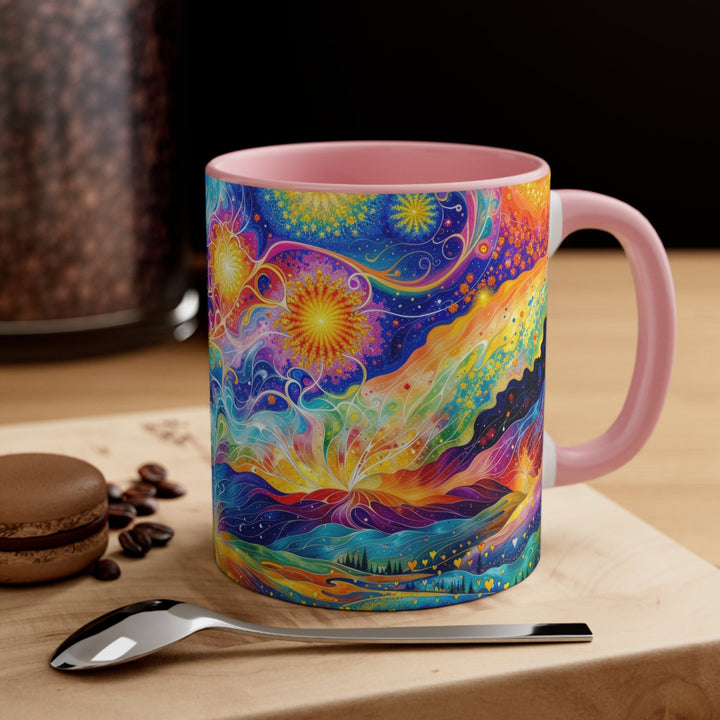 Cosmic Vibrant Landscape - Accent Coffee Mug - Mug - g(0D·IO) - Pink - 11oz -