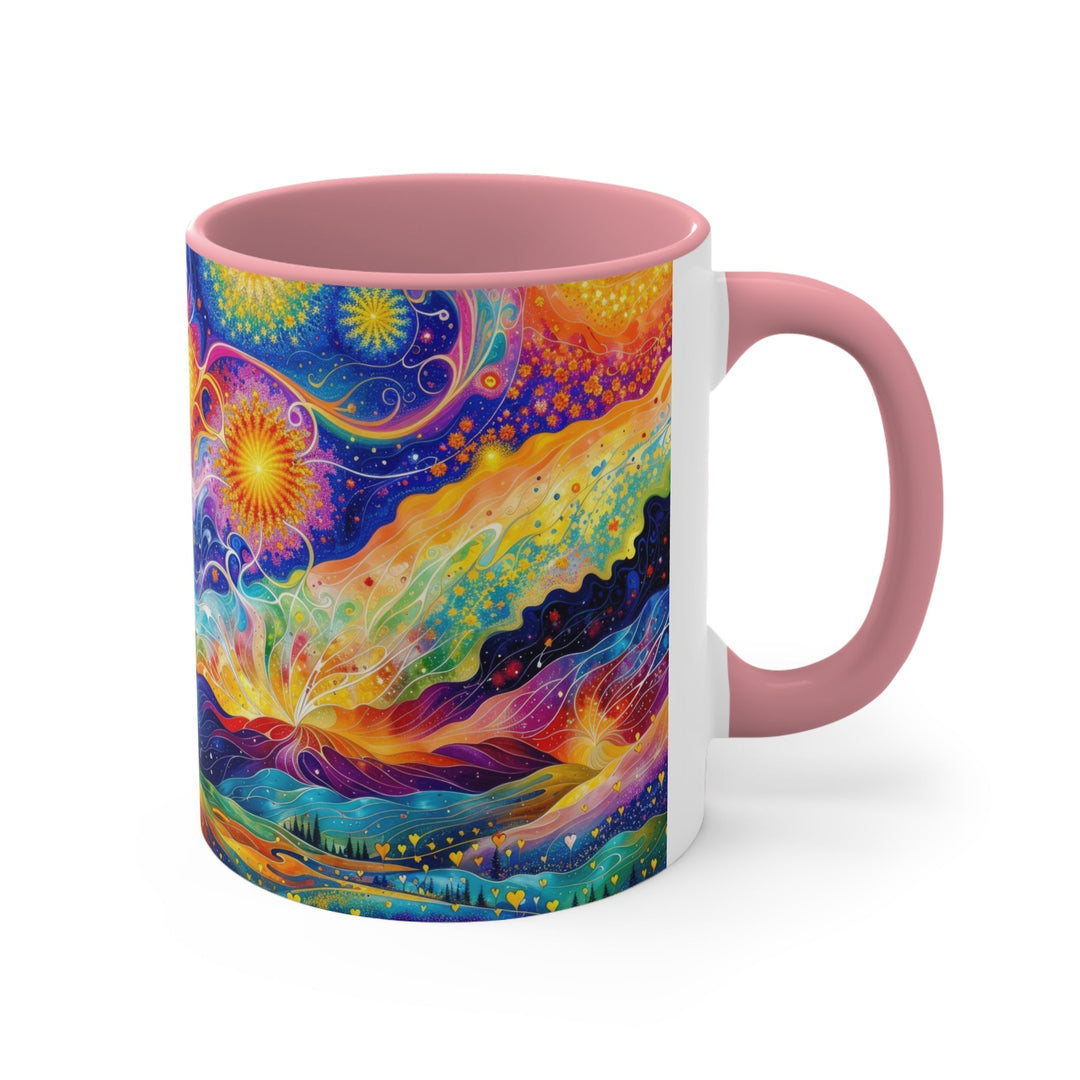 Cosmic Vibrant Landscape - Accent Coffee Mug - Mug - g(0D·IO) - Pink - 11oz -