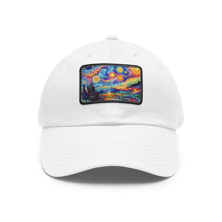 Cosmic Vibrant Landscape - Dad Hat - Hats - g(0D·IO) - White / Black patch - Rectangle - One size