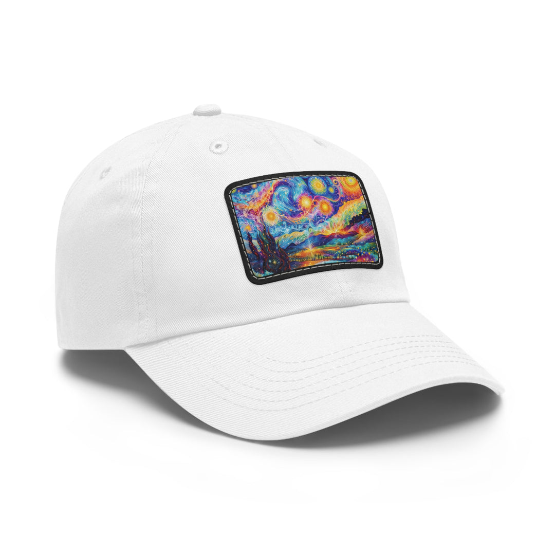 Cosmic Vibrant Landscape - Dad Hat - Hats - g(0D·IO) - White / Black patch - Rectangle - One size