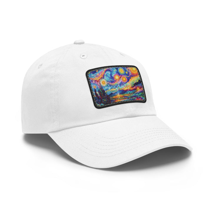 Cosmic Vibrant Landscape - Dad Hat - Hats - g(0D·IO) - White / Black patch - Rectangle - One size