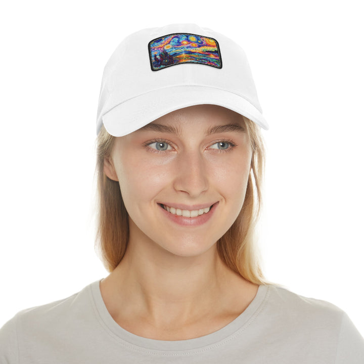 Cosmic Vibrant Landscape - Dad Hat - Hats - g(0D·IO) - White / Black patch - Rectangle - One size