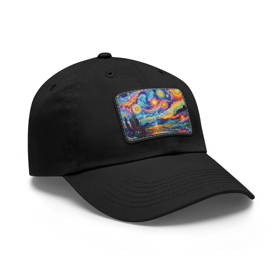 Cosmic Vibrant Landscape - Dad Hat - Hats - g(0D·IO) - White / Black patch - Rectangle - One size