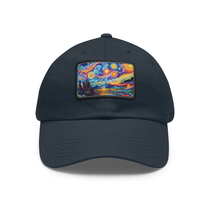 Cosmic Vibrant Landscape - Dad Hat - Hats - g(0D·IO) - Navy / Black patch - Rectangle - One size