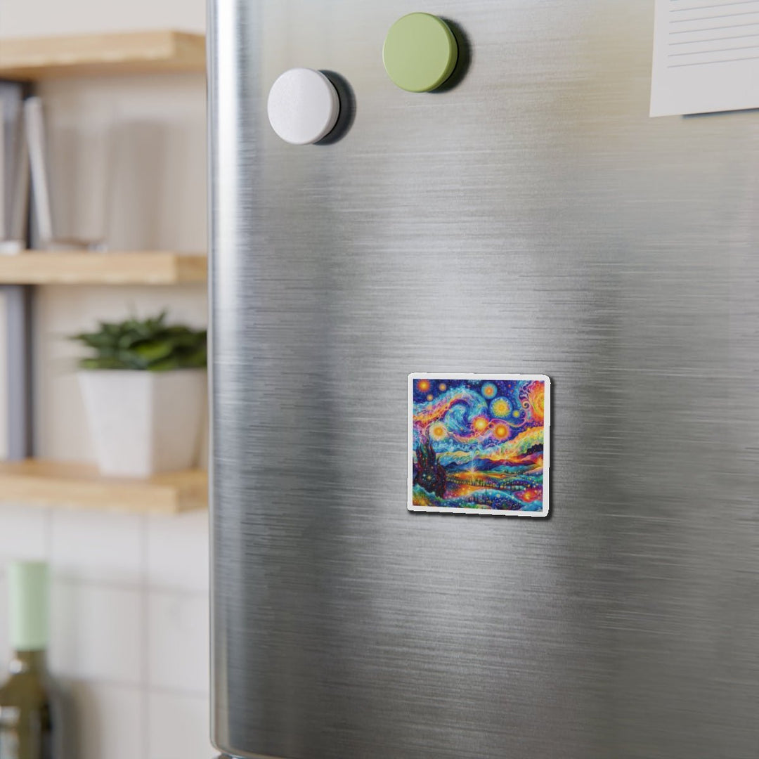 Cosmic Vibrant Landscape - Die-cut Magnet - Home Decor - g(0D·IO) - 6 × 6" - Die-Cut - 1 pc