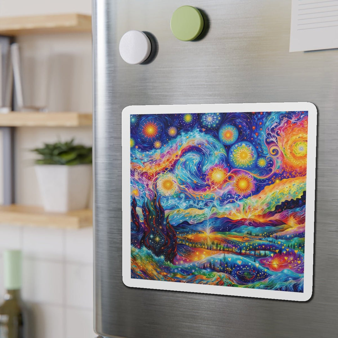 Cosmic Vibrant Landscape - Die-cut Magnet - Home Decor - g(0D·IO) - 6 × 6" - Die-Cut - 1 pc